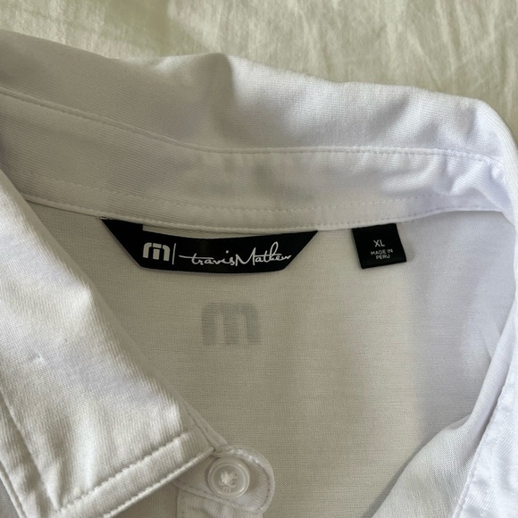 Travis Mathew Shirt Mens XL White River Rafter Pima Cotton Polo Golf Rugby - Picture 4 of 10